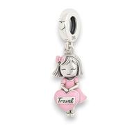 Travel Girl - Colgante de plata de ley 925 con diseño de París Londres, Nueva York, Barcelona Berlín, incluye caja, paño de pulido y bolsa de terciopelo. Joyas para pulseras, pulseras de abalorios