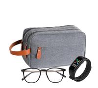 Travel Grooming Organizer, Double-Layer Toiletry Bag, Water-Resistant Toiletry Case, Travel Organizer, Compact Toiletry Bag 25x10x15cm/9.84x3.94x5.91 Pulgadas Portable Grooming Bag, Gris, Se