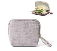 Travel Jewelry Case,Portable Mini Jewelry Travel Bag with Zipper & Tassel,Travel with Multi Compartment, Mini Pouch for Rings, Earrings, Necklaces on the Go (Velvet-grey)