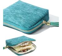 Travel Jewelry Storage Bag - Jewelry Pouch Cosmetic Bag | Jewelrys Storage Box Ring and Earring Pouch | Polyester 11x13cm 155g Divided Soft - for Women Girls Earrings Rings Necklaces Hair Clips Contac