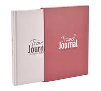 Travel Journal Couples Edition - Vacation Memory Book, Packing List, Trip Diary, Photo Album, Scrapbook - 136pgs, 15 Trips with Photo Corner Stickers. Gift Box Sleeve. For Women, Men, Couples - A5 Red