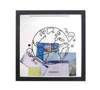 Travel Keepsake Box | 20 x 20 cm MDF Space-Themed Memory Display With Slot | Top Loading Travel, Concert, Ticket, Photo, Shadow Frame, DIY Souvenir Storage | Wall Or Tabletop Decor for Adventure