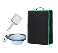 Travel Litter Box for Cats | Hard Bottom Travel Cat Litter Box | Foldable Water-Resistant Carrier with Lid and Handle, Portable Toilet for Car, Airplane, Hotel Stays, and Pet Travels