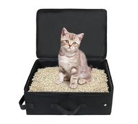 Travel Litter Box, Portable Cat Toilet, Folding Pet Carrier Case, Leak Proof Waterproof Design with Lid and Handle, for Car Travel Home Camping Airplane Supply Use