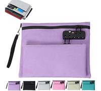 Travel Lock Bag, Money Bag with Lock and Zipper, Valuable Storage, Double Layer Anti-Theft Cash Certificates Organizer(Purple)