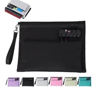 Travel Lock Bag, Money Bag with Lock and Zipper, Valuable Storage, Double Layer Anti-Theft Cash Certificates Organizer(Black)