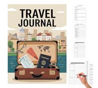 Travel Log Book Journal, Travel Journal for Women,Portátil de la lista de verificación de cubierta laminada con bolsillo de almacenamiento | Planificador de vacaciones portátil para campamento de cami