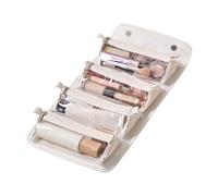Travel Makeup Bag, 4-Compartment Makeup Travel Organizer with Foldable Design, Portable Cosmetic Bag, Compact Travel Toiletry Organizer For Vacation, Camping, and Business Trips, Ideal The Go