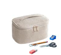 Travel Makeup Bag | Corduroy Large Capacity Pencil Pouch and Soft Fashion Toiletry Cosmetic Organizer For Women, Girls, Home, School, Office, Outdoor, Lipstick, Eyeshadow, and Stationery