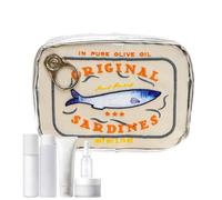 Travel Makeup Bag - Cosmetics Storage Bag | Leather Cute Makeup Purse | Canned Sardine Cosmetic Bag | Funny Sardine Design Aesthetic Storage Coquette Makes Light Weight Pouch for Womens, Beige, Se