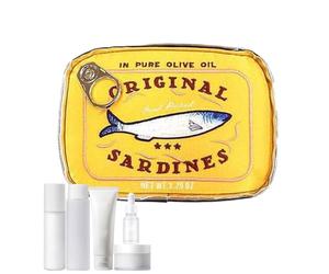 Travel Makeup Bag - Cosmetics Storage Bag | Leather Cute Makeup Purse | Canned Sardine Cosmetic Bag | Funny Sardine Design Aesthetic Storage Coquette Makes Light Weight Pouch For Womens, amarillo