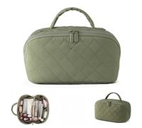 Travel Makeup Bag for Woman,Pouch Open Flat Toiletry Bag with Handle,Large Capacity Waterproof Cosmetic Organizer