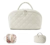 Travel Makeup Bag for Woman,Pouch Open Flat Toiletry Bag with Handle,Large Capacity Waterproof Cosmetic Organizer