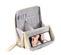 Travel Makeup Bag, Large Capacity Organizer, 9.06x2.56in Standing Cosmetic Case, Waterproof Divider Design, Multi Use Storage Container For Toiletry Holder, Stationery, Bathroom