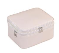 Travel Makeup Bag Organizer, Double Layer Cosmetic Case, Large Capacity Toiletry Storage with Brush Compartments and Handle, Waterproof Portable Makeup Pouch for Women, Bathroom Travel Kit