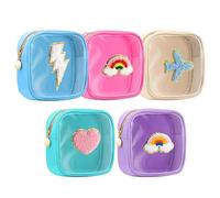 Travel Makeup Bag Set - 5 Pieces Portable Toiletry Organizer | PVC with Smooth Zipper Closure, Lightweight Cosmetic Pouch, Vanity Storage, For Lipstick, Foundation, Shampoo, Jewelry