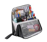 Travel Makeup Bag - Vertical Standing Design & Space Saving Pouch, impermeable exterior + interior divider | Reinforced Nylon Construction - for Cosmetics & Stationery, Negro , Se référer au