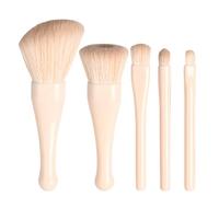 Travel Makeup Brush Set, Professional Cosmetic Brushes, Retractable Applicator for Foundation, Concealer, Eyeshadow, Blush, Loose Powder, On-The-Go Beauty, 11.5x9x6.5cm Dark Green Light Beige