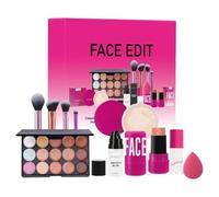 Travel Makeup Kit, Lightweight Waterproof Face Cosmetics Set (Makeup Set/Multicolor), Includes Primer, Powder Puff, Loose Powders for Salons, Personal Use