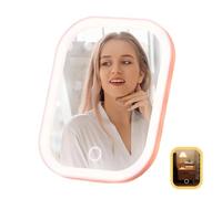 Travel Makeup Mirror Light, 3 Color Control Mirror, Folding Beauty Makeup Mirrors, Portable Desk Vanity, Rechargeable Pocket Travel for Women Girls Birthday Christmas 7.3x5.8in