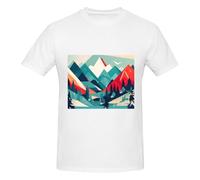 Travel Mountain Scenery - Camiseta básica de manga corta para hombre, clásica esencial, algodón suave para familiares y amigos, blanco, 3XL