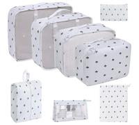 Travel Packing Made Simple - Juego de 8 organizadores de almacenamiento para equipaje y mochilas (blanco con impresión)