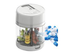 Travel Pill Case, Compact 7-Compartment Pill Organizer, Built-in Medication Cutter and Supplement Storage with Lightweight Design for Outdoor Use, 1.97x1.97x2.76 inches