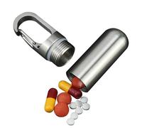 Travel Pill Case - Travel Pill Organizer | Stainless Steel Pill Box Keychain | Keychain Pill Holder | Pill Case | Metal Pill Container | Portable Pill Organizer with Elastic Buckle for Traveling