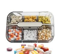 Travel Pill Organizer, Compact Medicine Storage Box, 6 Compartments, MoistureProof, Pocket-Sized for Easy Medication 10x7x2.5cm Green Black Transparent