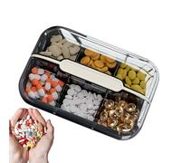 Travel Pill Organizer, Compact Medicine Storage Box with 6 Compartments, Portable Pill Case for Daily Use, Business Trips, Seguro Lightweight Medication Holder, 10 x 7 x 2,5 cm