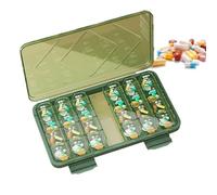 Travel Pill Organizer - Soporte de suplemento para tabletas, dispensador de píldoras para dosificación, Airtight Medicine Case, Reinforced- Body with High-Security Latch, Health Storage Kit for