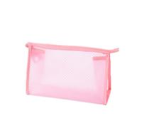 Travel Pouches Transparent Mesh Makeup Case Organizer Storage Pouch Casual Zipper Toiletry Wash Bags Make Up Women Travel Cosmetic Bag (Color : Pink)