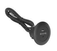 Travel Power Strip, Puerto redondo de carga de carga QC3.0, Estación de cargador de escritorio de teléfono de carga rápida para el dormitorio de la oficina domiciliaria (Negro)