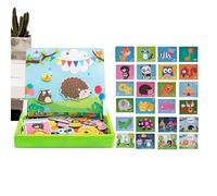 Travel Puzzle - Double Sided Board Games Set, Animal Magnet Puzzles, Foldable Learning Activity Toy, Early Education Skill Builder Entertainment | Portable Quiet Play Kit For Boys Girls Preschool, Car