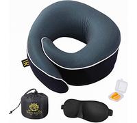 Travel Royale Almohada de Cuello para Cabeza, Barbilla, Cuello, Almohada de Apoyo de 360°, Almohada Ajustable de Espuma viscoelástica 100% Pura para Aviones, Coche y hogar, diseño ergonómico, Paquete