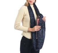 Travel Scarf - 50x180cm Starry Sky Solid Color Scarf with Hidden Zipper Pocket | Lightweight Women's NeckScarf for Travel Outdoor | Secure Storage, Fashion Accessory, Daily Wear, Holiday Trips