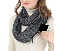 Travel Scarf - Soft Neck Wrap, Zipper Pocket, Women Accessory with Hidden Storage, Lightweight Shawl, Fashion Organizer, Secure Carry Feature, Outdoor Hiking Commuting for Phone Valuables Keys, color
