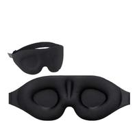 Travel Sleeping Aid Mask Blockout Light Sleep Memory Foam Eyeshade Blindfold Masker Face Eyepatch(Black B)