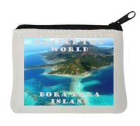 Travel The World Bora Bora Island - Monedero de neopreno (10 x 11 cm), color blanco, White, Talla única