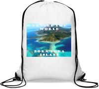 Travel The World Bora Bora Island - Saco de gimnasio informal con cordón, color blanco, White, Talla única