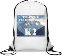 Travel The World K2 Mountain - Saco de gimnasio informal con cordón, color blanco, White, Talla única