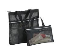 Travel Toiletry Bag, Airplane Cosmetic Pouch, 10.24x9.45 Inches Mesh Zippered Organizer, 2 Pieces Set with Handle for Concert Festival School Stadium Gym Work Vacation Beach Trips