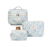 Travel Toiletry Bag,Cotton Cosmetic Bags, 3 PCS Large Capacity Toiletries Traveling Bags, Aesthetic Cosmetic Organizer Bag, Cute Flower Toiletry Bag for Women Girls for Toiletries Accessories Brushes
