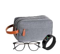 Travel Toiletry Bag for Men, Large Capacity Cosmetic with Divider, Portable Bathroom Bag for Men and Women, 300D Cationic Oxford Cloth, Handle Included, Gris, riferimento alla descrizione