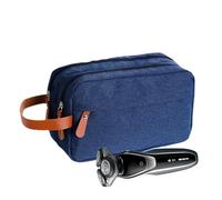 Travel Toiletry Bag for Men - Water Resistant Oxford Organizer Case | Double Layer Compact Grooming Kit with Handle, Durable Lightweight Shaving Hygiene Accessories Business Trips Holidays Gym, azul