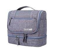 Travel Toiletry Bag for Women & Men, Waterproof Makeup Bag, Portable Shower Bags with Zipper, Wet and Dry Separation TravelPouch, Storage Organizer with Hook for Home Travel Travel, Gris, Se référer