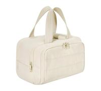 Travel Toiletry Bag, Lightweight Cosmetic Organizer with Large Wide Opening,10.43x7.09x8.27 Inches Spacious Travel Pouch for Women Toiletries, Makeup, Shampoo and Necessity, Cream Colored,