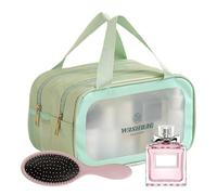 Travel Toiletry Bag, Multiple Compartments Storage Organizer, Makeup Pouch, Portable Shampoo and Lotion Holder, Ideal for Facial Cleansers and Travel Essentials, 10.63x5.12x6.69 in