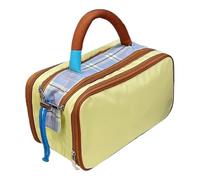 Travel Toiletry Bag, Portable Cosmetic Pouch, Zippered Make Up Organizer, 10,63 x 6,1 x 6,3 pulgadas, Lightweight Water-Resistant Design, Plaid Pattern for Festival, Concierto and School, amarillo