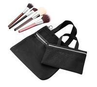 Travel Toiletry Bag Set, Portable Mesh Cosmetic Pouches with Zipper and Handle, 2-Piece Organizer for Airplane, Festival, Gym, School, Concert, Work, Vacation, Beach, and Stadium Use, Negro ,